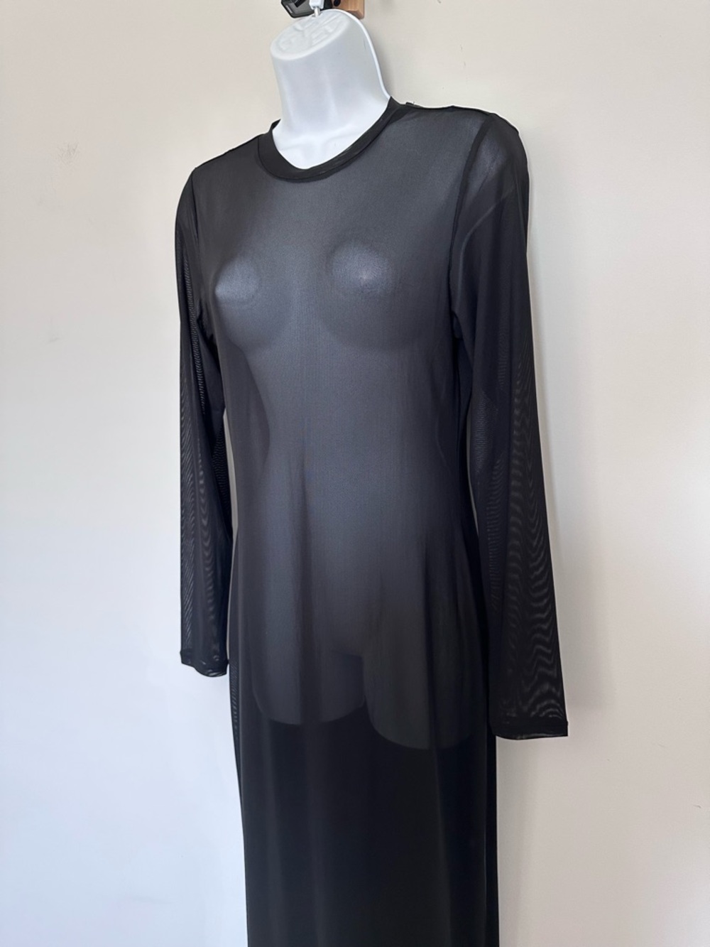 AFRM Sheer Black Long Sleeve Mesh Dress - Picture 4 of 7
